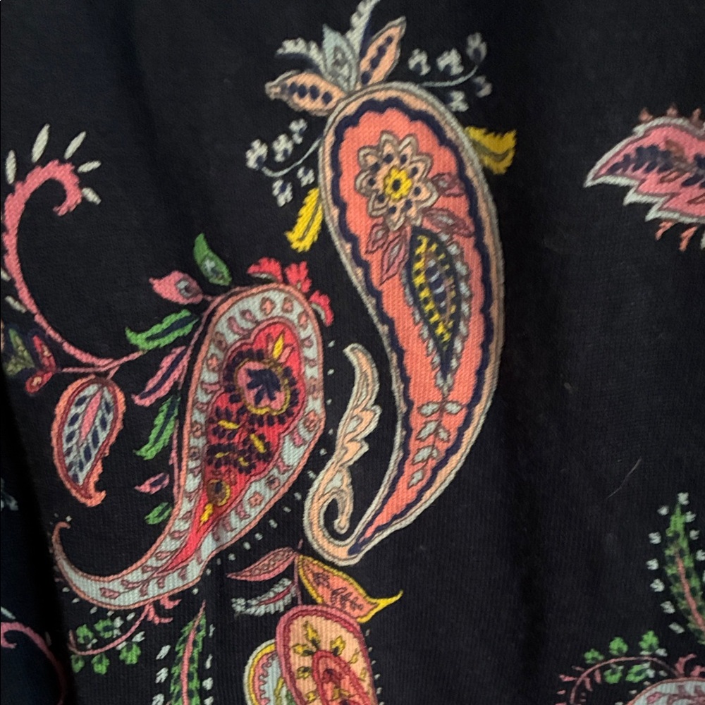 Talbots Navy Paisley Long Sleeve Top with Pink & Purple Accents - Picture 4 of 5